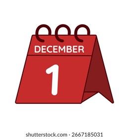 1. Dezember Schreibtisch Kalender Vektor auf weißem Hintergrund
Vektor roter Kalender, flaches Symbol