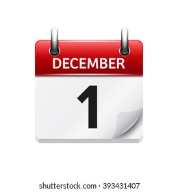 December 1 . Vector flat daily calendar icon. Date and time, day, month. Holiday.