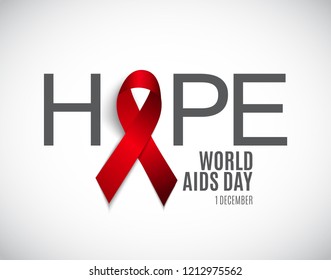 December 1 World AIDS Day Background. Red Ribbon Sign. Vector Illustration EPS10