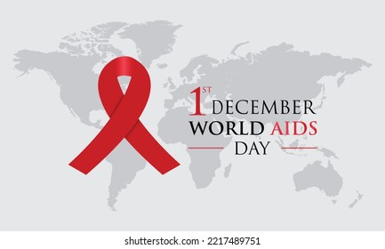 1. Dezember. Poster des Welt-AIDS-Tages. Sensibilisierungsband. Vektorgrafik mit rotem Band. Vektorgrafik EPS10