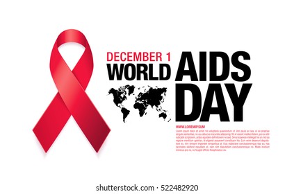 December 1. World AIDS Day poster. Awareness ribbon. Vector illustration