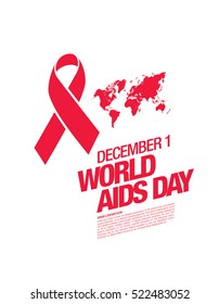 December 1. World AIDS Day poster. Awareness ribbon. Vector illustration