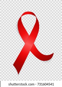 December 1 World AIDS Day Background. Red Ribbon Sign on Transparent Background Vector Illustration EPS10