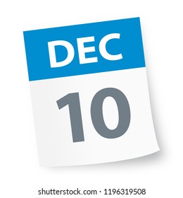 December 10 - Calendar Icon - Vector Illustration