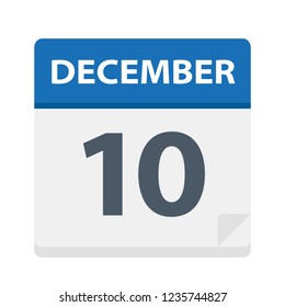 December 10 - Calendar Icon - Vector Illustration