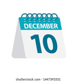 December 10 - Calendar Icon - Vector Illustration