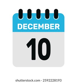december 10 calendar icon Vector page month design