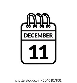 Diciembre 11 Ilustración vectorial de iconos de calendario.