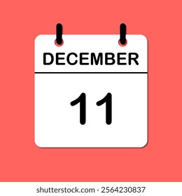 December 11. Daily Calendar icon for design. Simple design for business brochure, flyer, print media, advertisement. Easily editable.