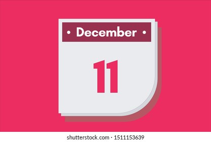 December 11th calendar icon. Day 11 of month. Vector illustration.