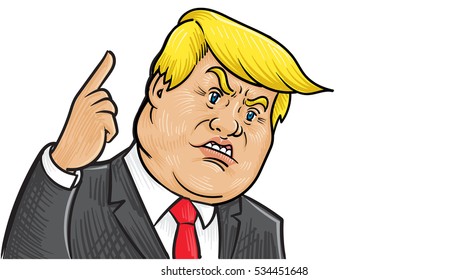 December 12, 2016: vector Caricature character illustration of Donald Trump
