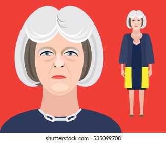 December 12, 2016: A vector illustration of a portrait of Prime Minister of United Kingdom Theresa May