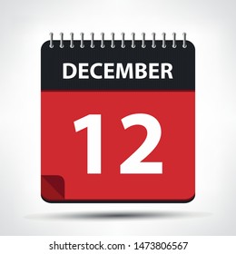 December 12 - Calendar Icon - Calendar design template - Business vector illustration.