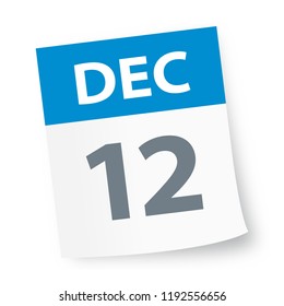 December 12 - Calendar Icon - Vector Illustration