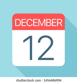December 12 - Calendar Icon - Vector Illustration