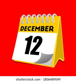 December 12 calendar icon vector illustration