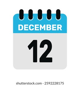 december 12 calendar icon Vector page month design