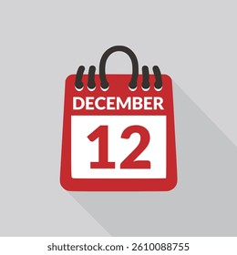 December 12 Calendar icon vector illustration.