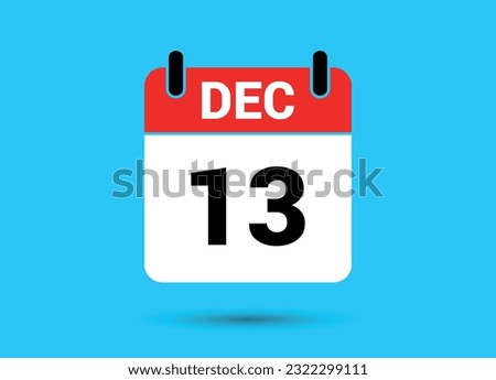 December 13 Calendar Date Flat Icon Day 13 Vector Illustration