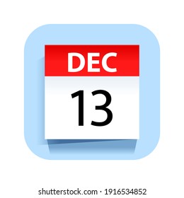 December 13. Calendar Icon. Vector Illustration.
