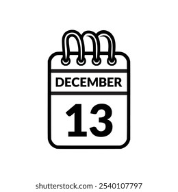 Diciembre 13 Ilustración vectorial de iconos de calendario.