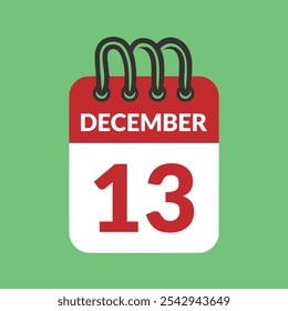 13. Dezember Kalender-Symbol, Vektorgrafik.