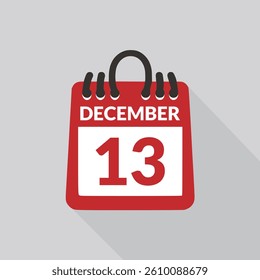 December 13 Calendar icon vector illustration.