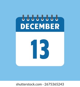 december 13 kalender symbol Vektorseite monat design