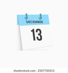 13 de diciembre - calendario y planificador de tiempo. Recordatorio de icono de calendario diario. Ilustración vectorial.