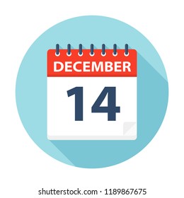December 14 - Calendar Icon - Vector Illustration
