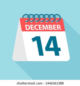 December 14 - Calendar Icon - Vector Illustration