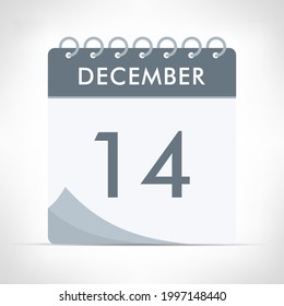 14 de diciembre - Icono del calendario - Ilustración del vector. Calendario gris.