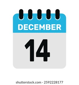 december 14 calendar icon Vector page month design