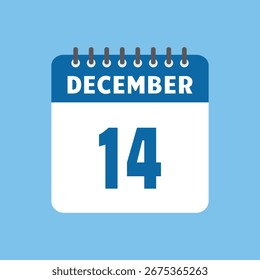 Diciembre 14 Calendario Icono Vector Página Mes Diseño