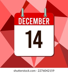 December 14, calendar vector illustration, isoleted on colorful monochromatic triangles background.