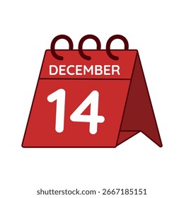 14 de dezembro vetor do calendário da mesa no fundo branco
Ícone simples de calendário vermelho vetorial