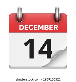 December 14 flat daily realistic calendar icon date vector image