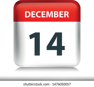 December 14 - Glossy Calendar Icon - Calendar design template - Business vector illustration.