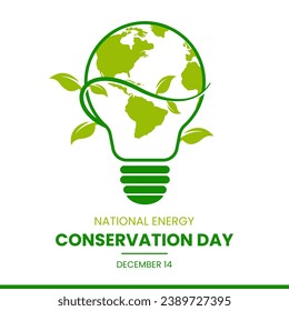 14. Dezember, Logo des National Energy Conservation Day, Vektorgrafik gut für den internationalen Bergtag