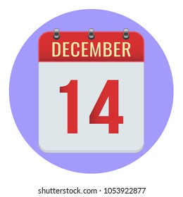December 14. Vector flat daily calendar icon. Date and time, day, month 2018. Holiday. Season.