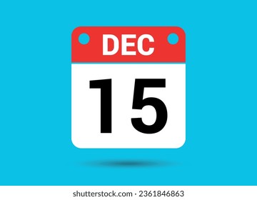 December 15 Calendar Date Flat Icon Day 15 Vector Illustration