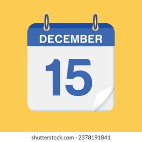 December 15. Calendar date.  A leaf of the flip calendar.
