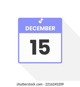 December 15 calendar icon. Date,  Month calendar icon vector illustration