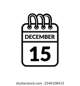 Diciembre 15 Ilustración vectorial de iconos de calendario.