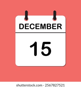 December 15. Daily Calendar icon for design. Simple design for business brochure, flyer, print media, advertisement. Easily editable.