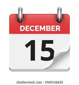 December 15 flat daily realistic calendar icon date vector image