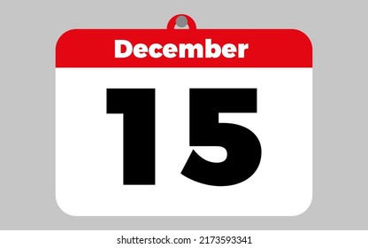 December, 15. White and red calendar.