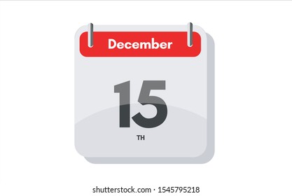 December 15th calendar icon. Day 15 of month. Vector illustration.