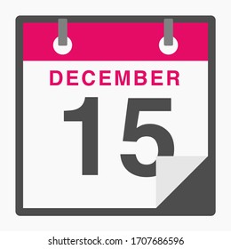 15. Dezember Flaches Symbol, einzeln auf weißem Hintergrund. Vektorgrafik