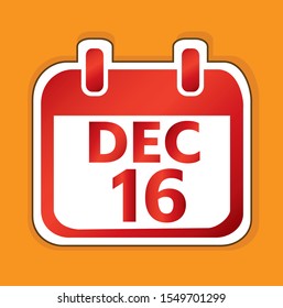 December 16 Calendar day vector design